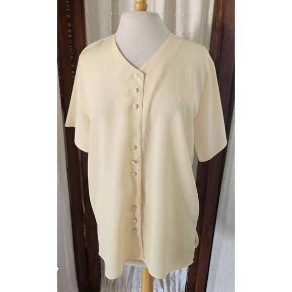 Jaclyn Smith pale yellow dressy blouse - Picture 1 of 7